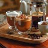 Conjunto com 6 Xícaras de 80ml Vidropara Café de Parede Dupla, Feito de Vidro Borossilicato