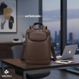Mochila Couro Reforçada Executiva Grande Mochila para Notebook Trabalho Viagem Escola com Cabo de Aço Impermeável